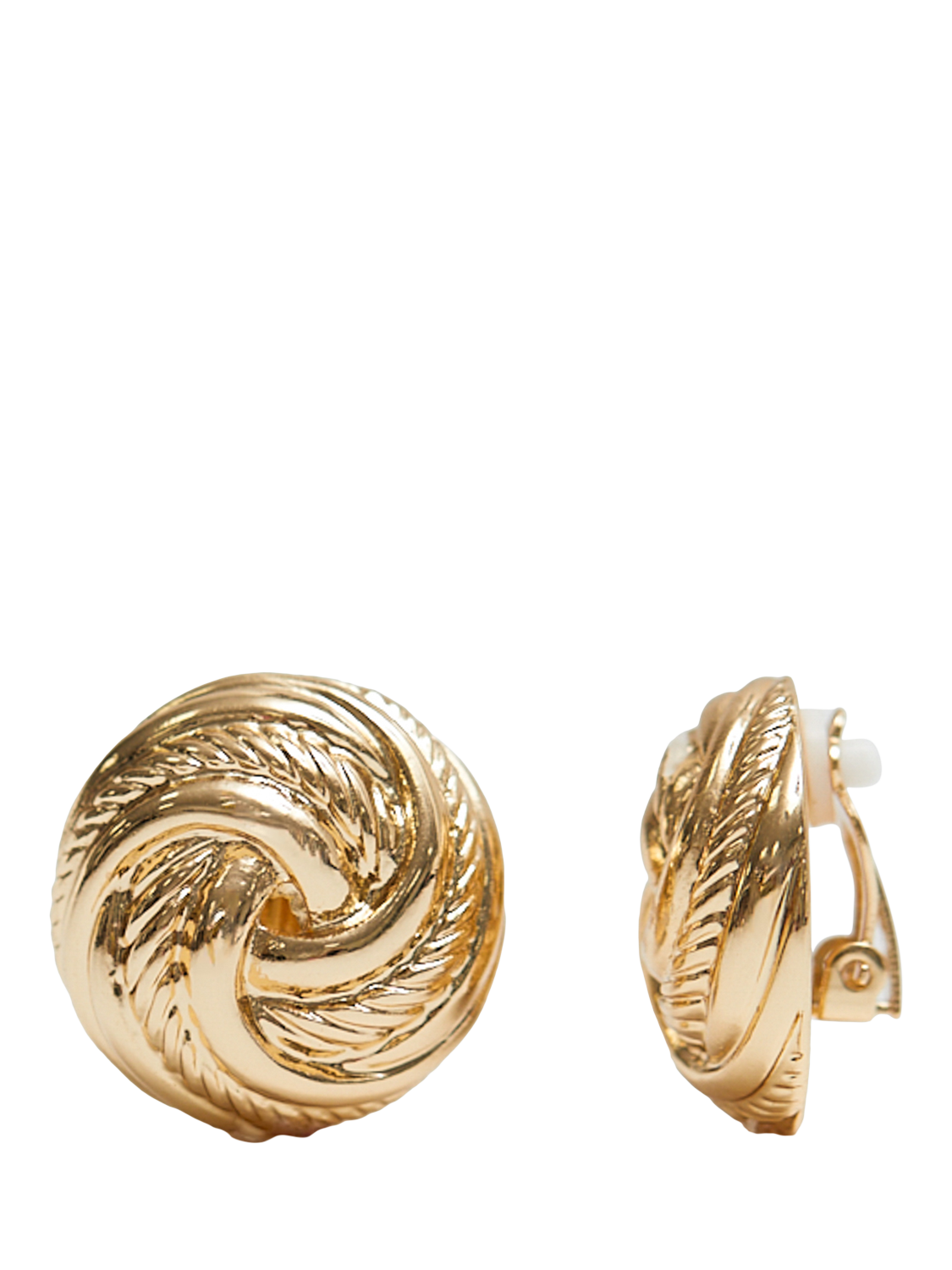 Product image 4 of 4, which shows Jon Richard Vintage Inspired Knot Stud Clip-On Earrings, Gold