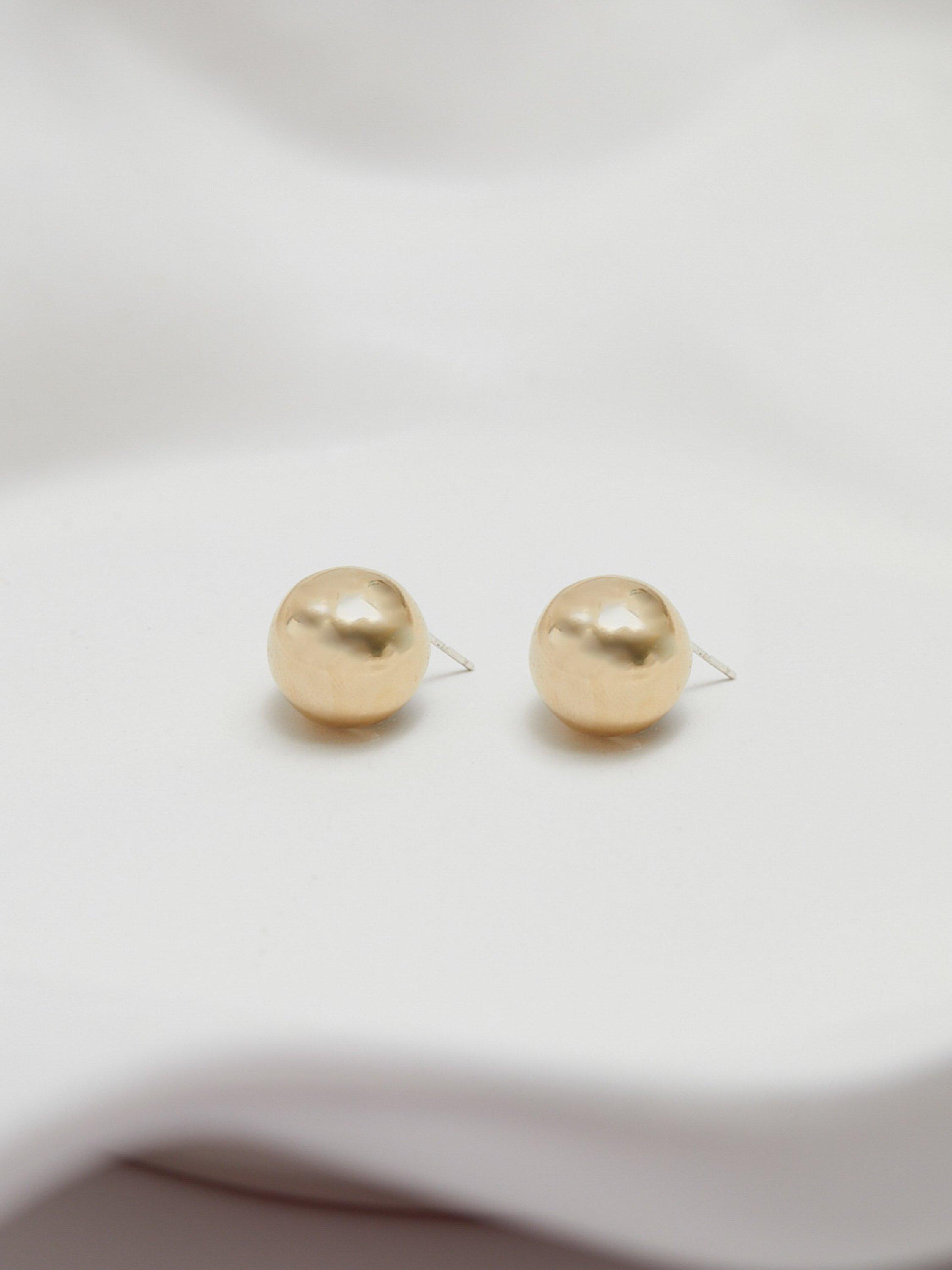 Product image 3 of 3, which shows Jon Richard Polished Orb Earrings, Gold