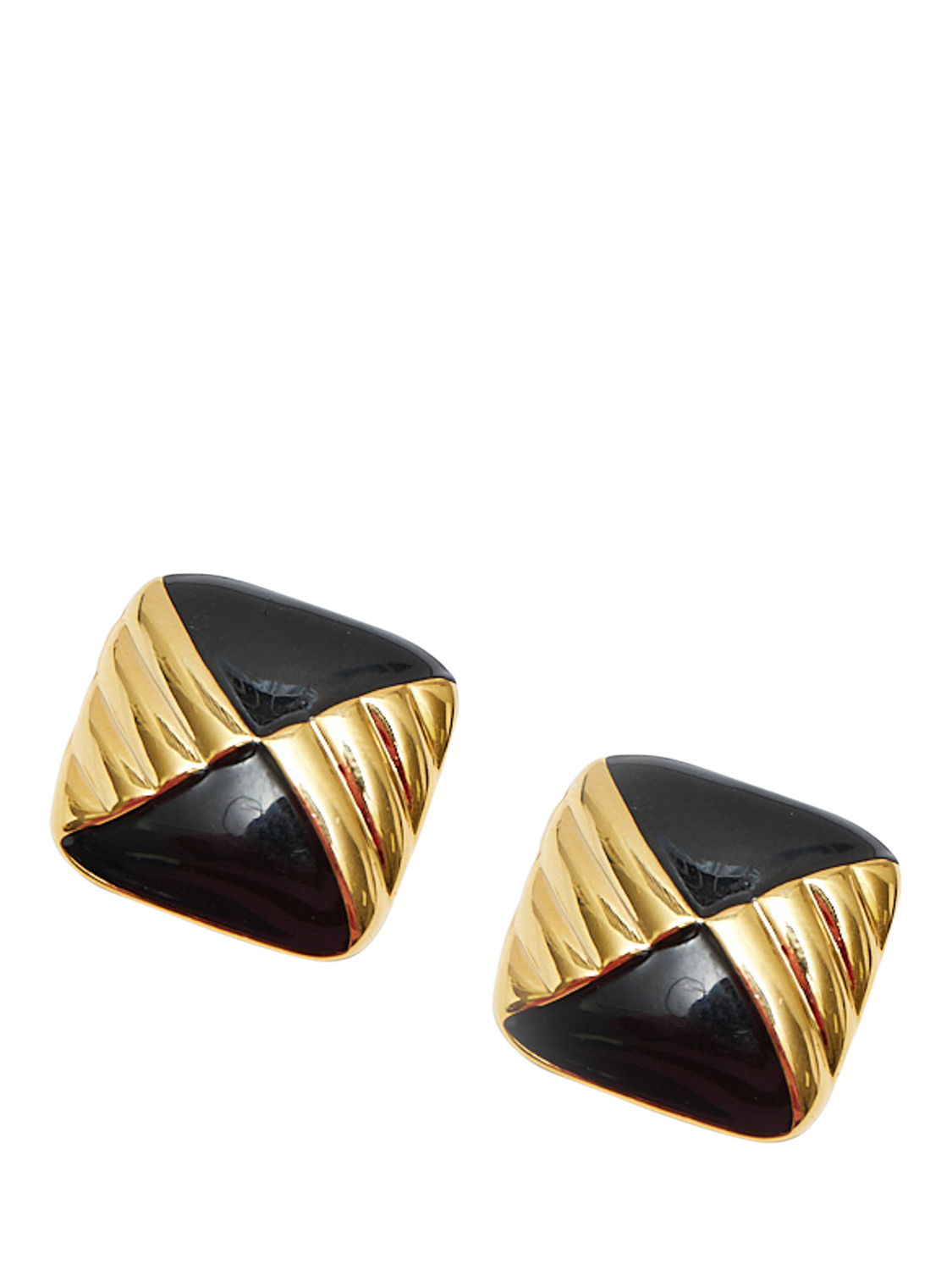 Product image 3 of 3, which shows Jon Richard Vintage Inspired Jet Enamel Clip-On Earrings, Gold