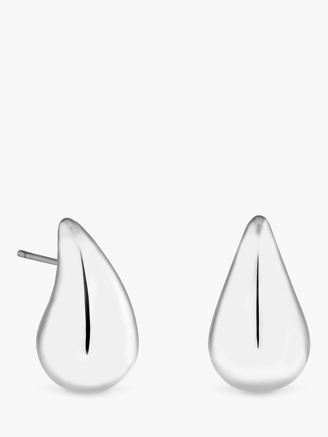 Product image 1 of 3, which shows Jon Richard Dome Earrings, Silver