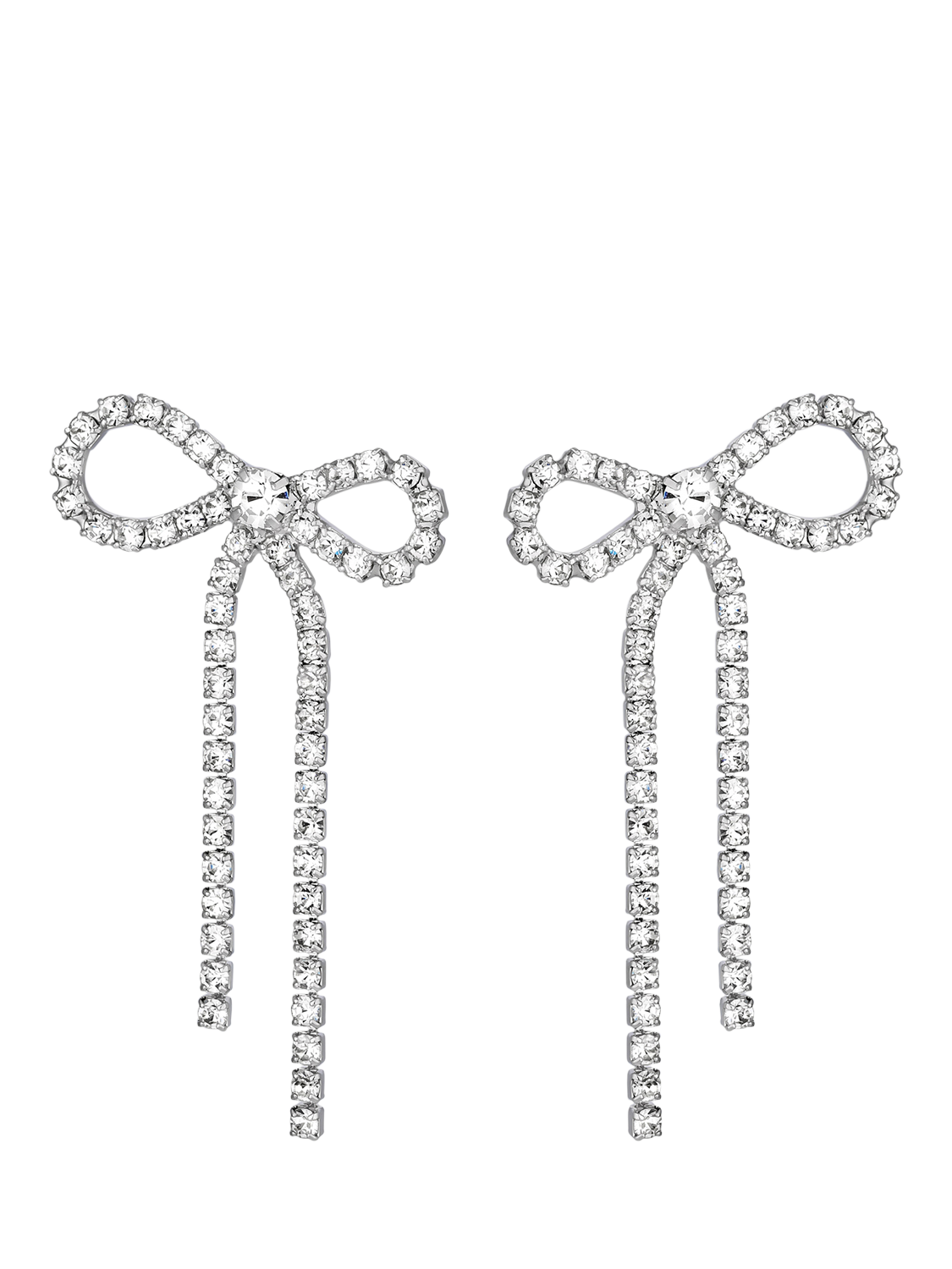 Product image 1 of 3, which shows Jon Richard Crystal Bow Earrings, Silver