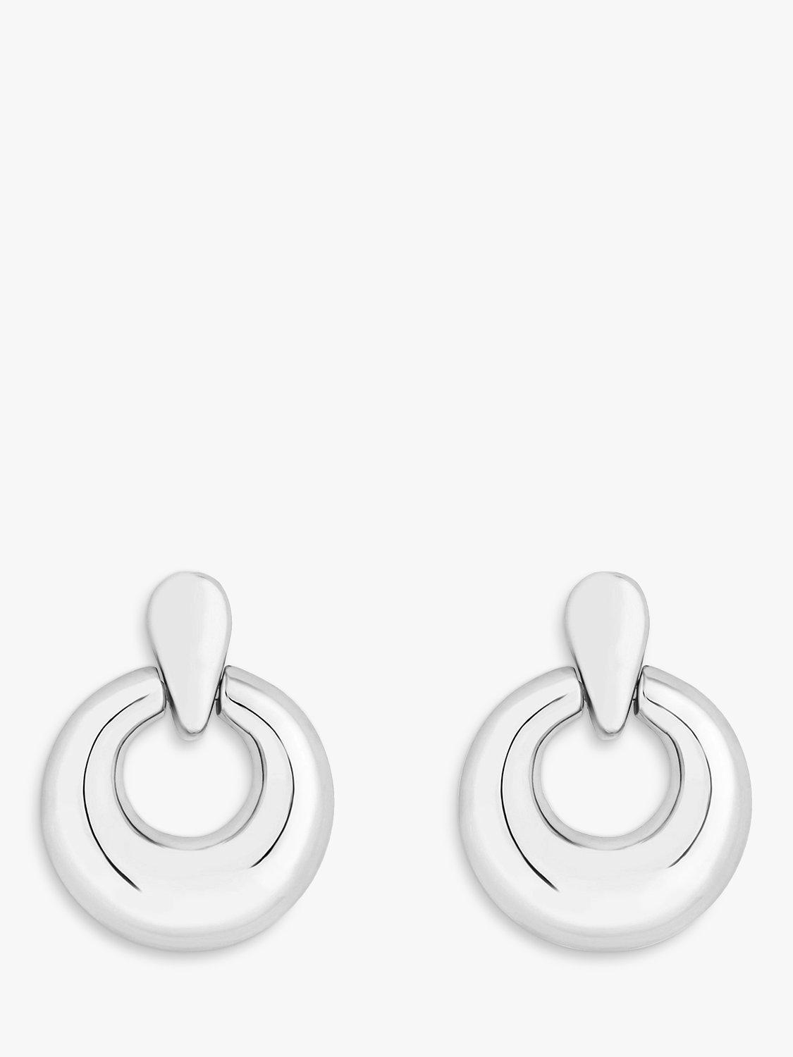 Product image 1 of 2, which shows Jon Richard Polished Door Knocker Earrings, Silver
