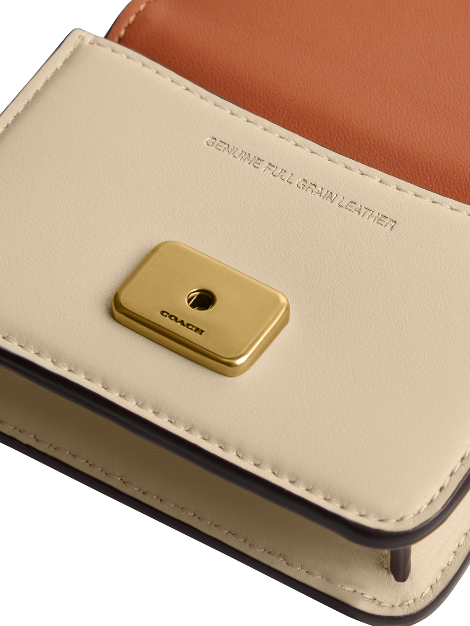 Product image 3 of 3, which shows Coach Leather Mini Belt Gold Hardware Bag, B4/Ivory