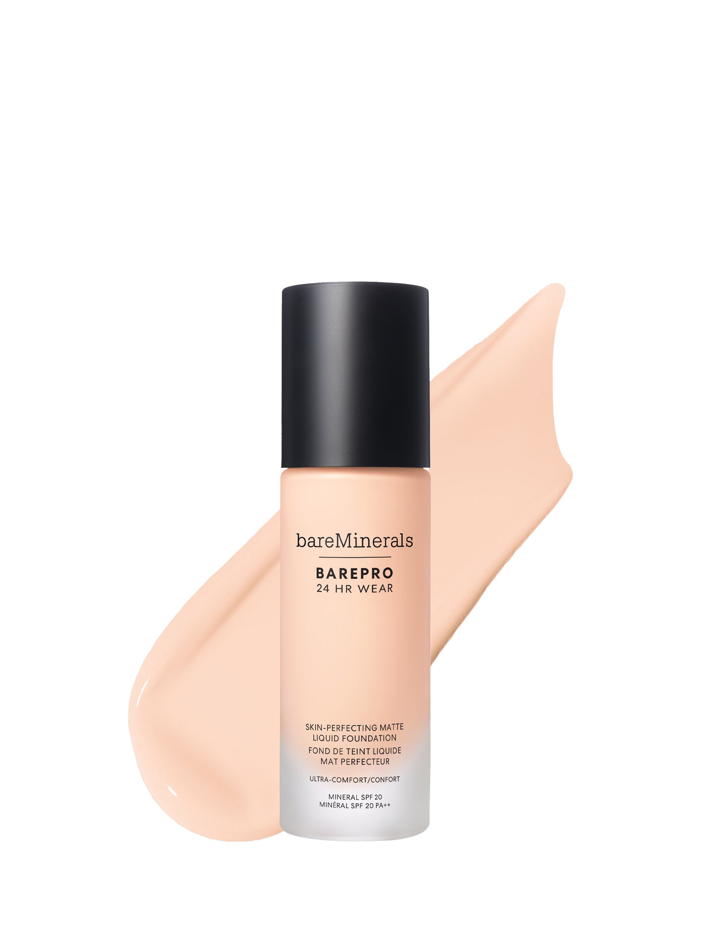 Product image 1 of 8, which shows bareMinerals BAREPRO™ 24HR Matte Comfort Liquid Foundation Mineral SPF20, Fair 10 Neutral