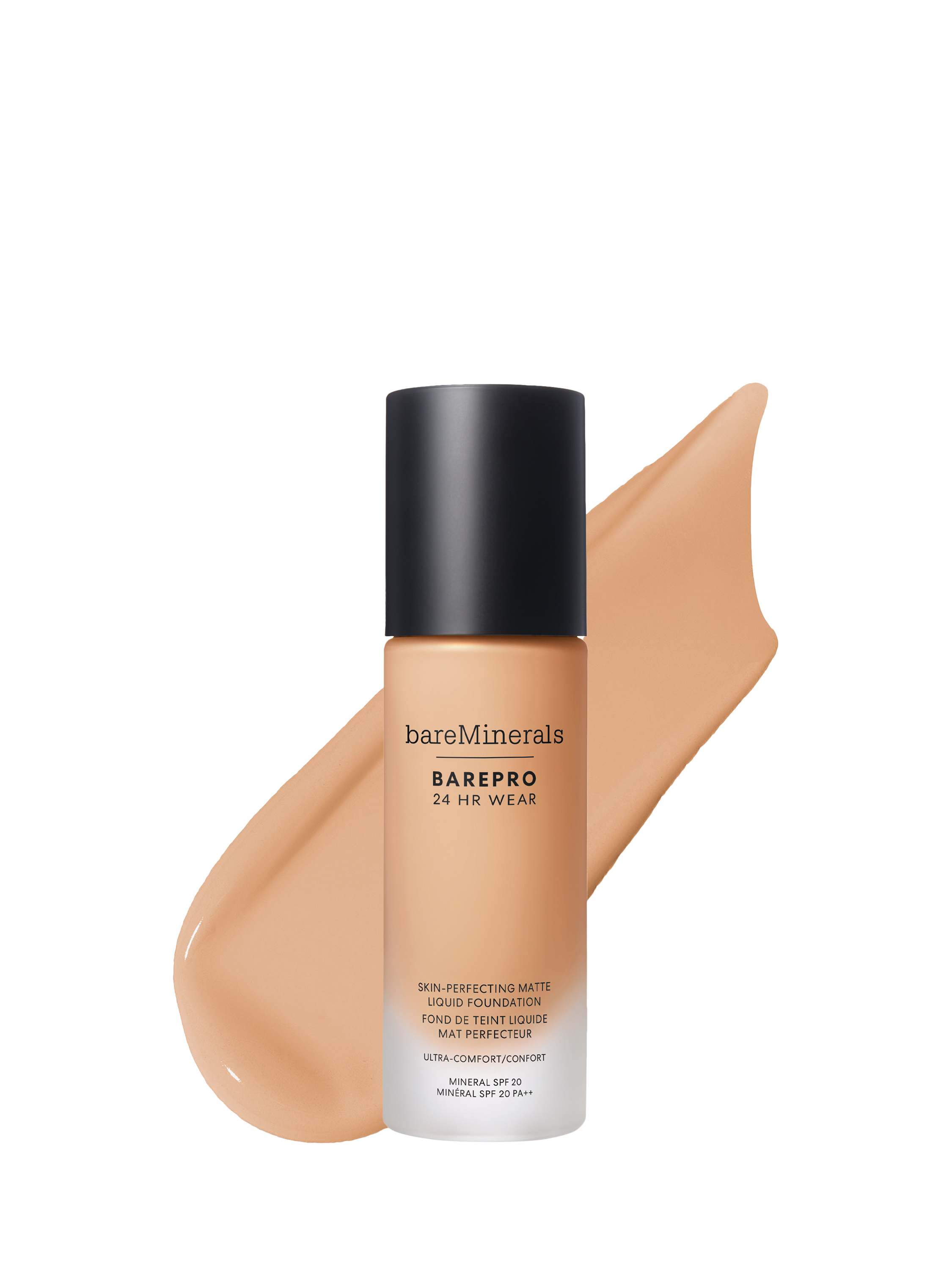 Product image 1 of 8, which shows bareMinerals BAREPRO™ 24HR Matte Comfort Liquid Foundation Mineral SPF20, Light 28 Neutral