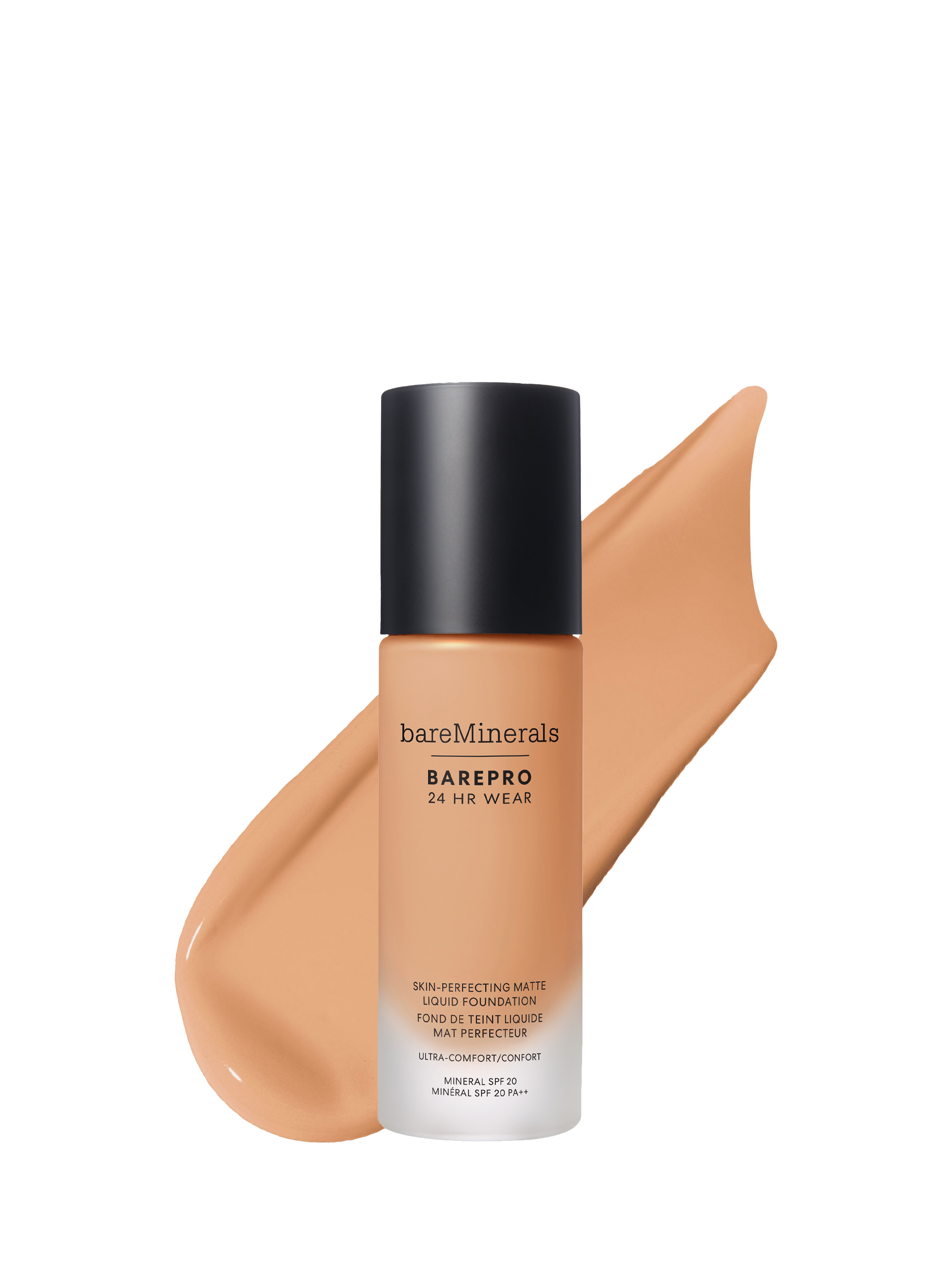 Product image 1 of 8, which shows bareMinerals BAREPRO™ 24HR Matte Comfort Liquid Foundation Mineral SPF20, Medium 37 Warm