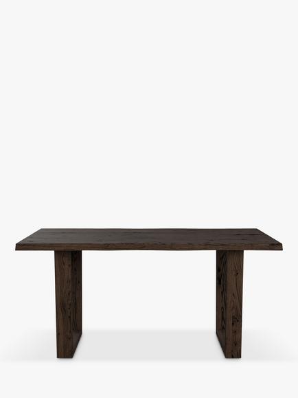 John Lewis Albury Fixed Dining Table, Natural Edge, Solid Oak Dark Oil - view 2, Dark Oak