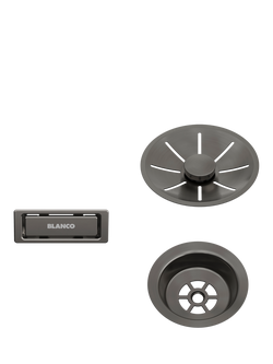 BLANCO InFino Outlet Single Bowl Kitchen Sink Waste & Overflow Set, Satin Dark Steel