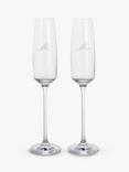 Dartington Crystal Elevate Mr & Mrs Engraved Champagne Glass Flutes, Set of 2, 170ml, Clear