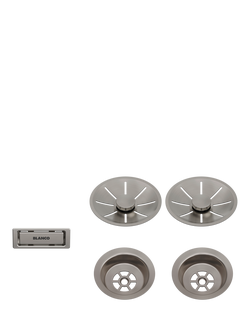 BLANCO InFino Outlet 2 Bowl Kitchen Sink Waste & Overflow Set, Satin Platinum