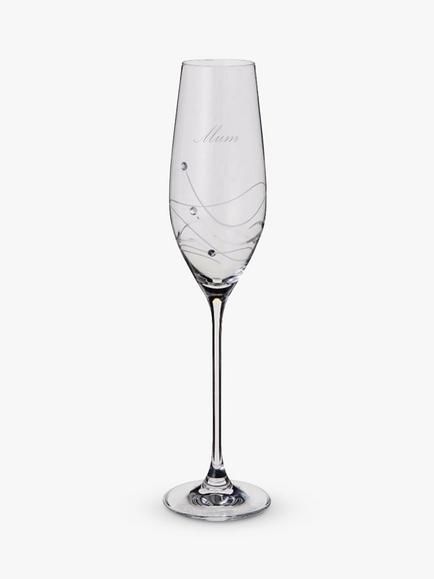 Dartington Crystal Glitz Mum Engraved Champagne Glass Flute, 210ml, Clear, Clear