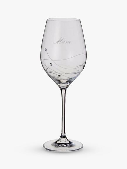 Dartington Crystal Glitz Mum Engraved Wine Glass, 330ml, Clear, Clear