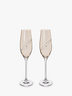 Dartington Crystal Glitz Celebration Champagne Glass Flute, Set of 2, 330ml, Gold
