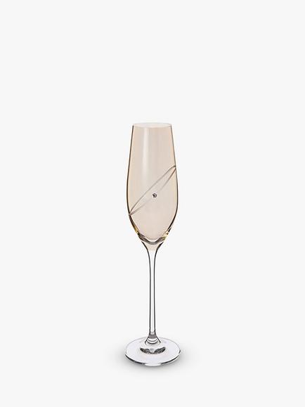 Dartington Crystal Glitz Celebration Champagne Glass Flute, Set of 2, 330ml, Gold - view 2, Gold
