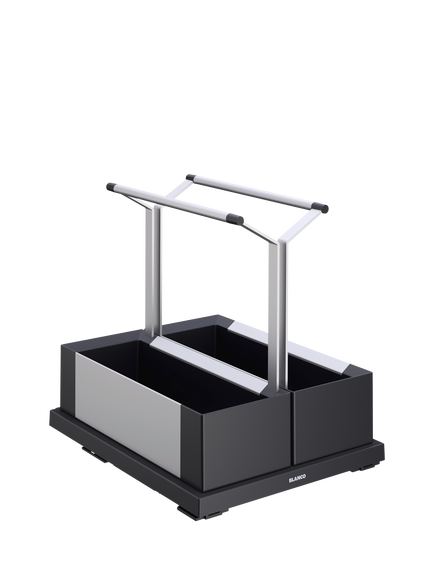 BLANCO Portable Kitchen Storage Caddy, Double, Dark Grey, 