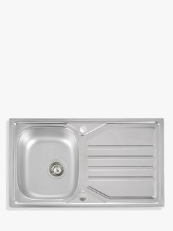Abode Mikro Inset Kitchen Sink & Drainer, Stainless Steel, Stainless Steel