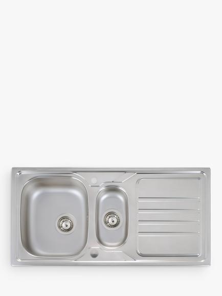 Abode Mikro Inset Kitchen Sink & Drainer, Stainless Steel, Stainless Steel