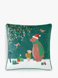 Sara Miller Woodland Tales Christmas Cushion, Bear and Robin