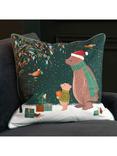 Sara Miller Woodland Tales Christmas Cushion, Bear and Robin