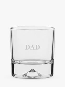 Dartington Crystal Dimple Dad Engraved Double Old Fashioned Glass Tumbler, 285ml, Clear, Clear