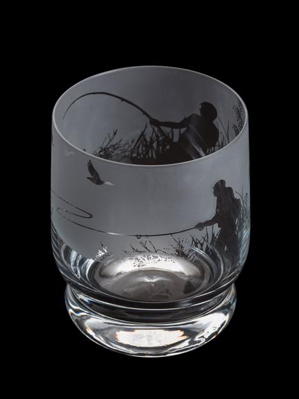 Dartington Crystal Aspect Fly Fishing Etched Glass Tumbler, 350ml, Clear - view 2, Clear