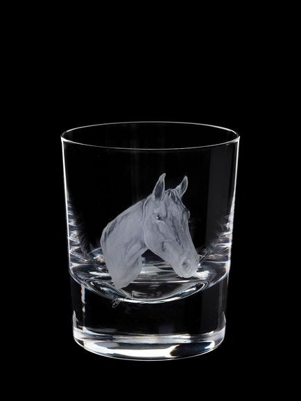 Dartington Crystal Horse Hand Engraved Glass Tumbler, 300ml, Clear, Clear