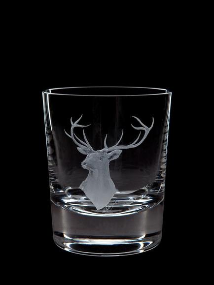 Dartington Crystal Stag Hand Engraved Glass Tumbler, 300ml, Clear, Clear
