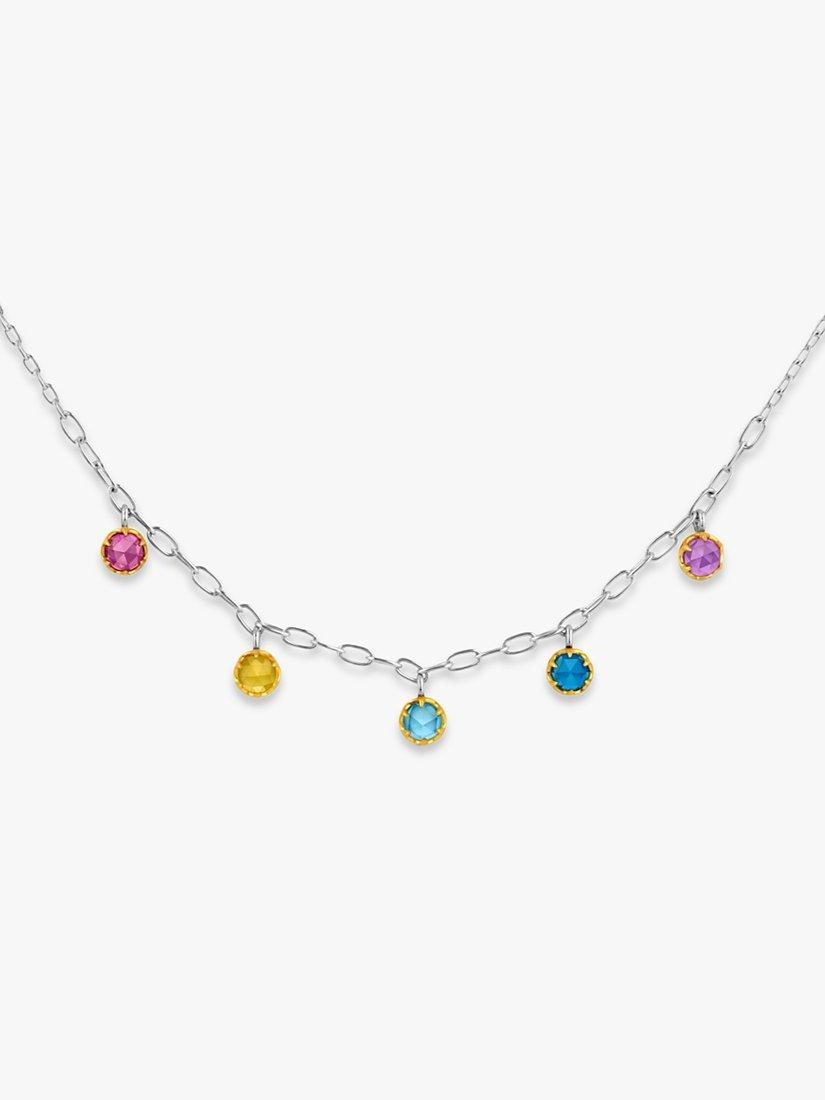 Dinny Hall Semi-Precious Charm Drop Chain Necklace, Silver