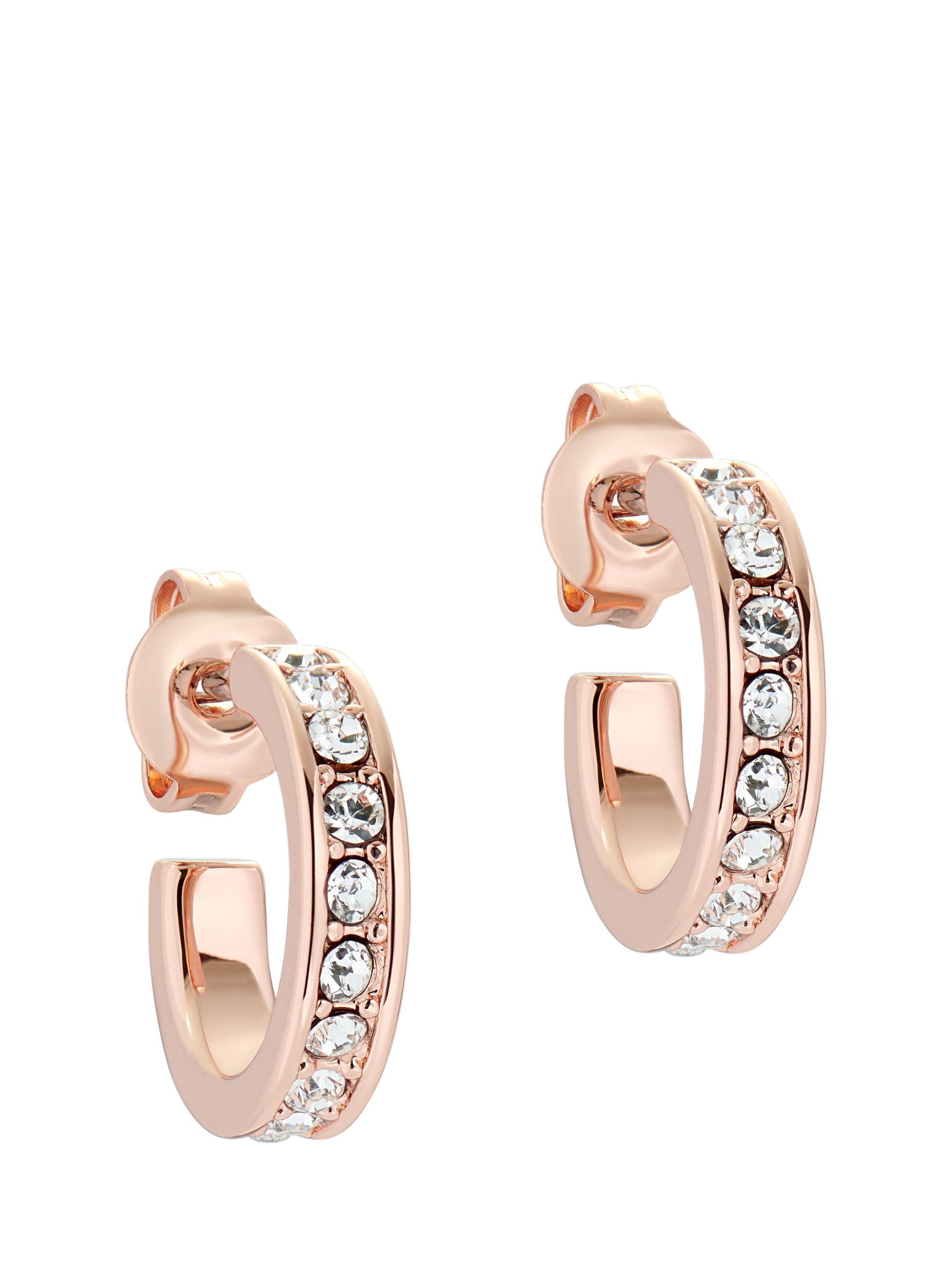 Ted Baker Seenita Small Crystal Hoop Earrings, Rose Gold