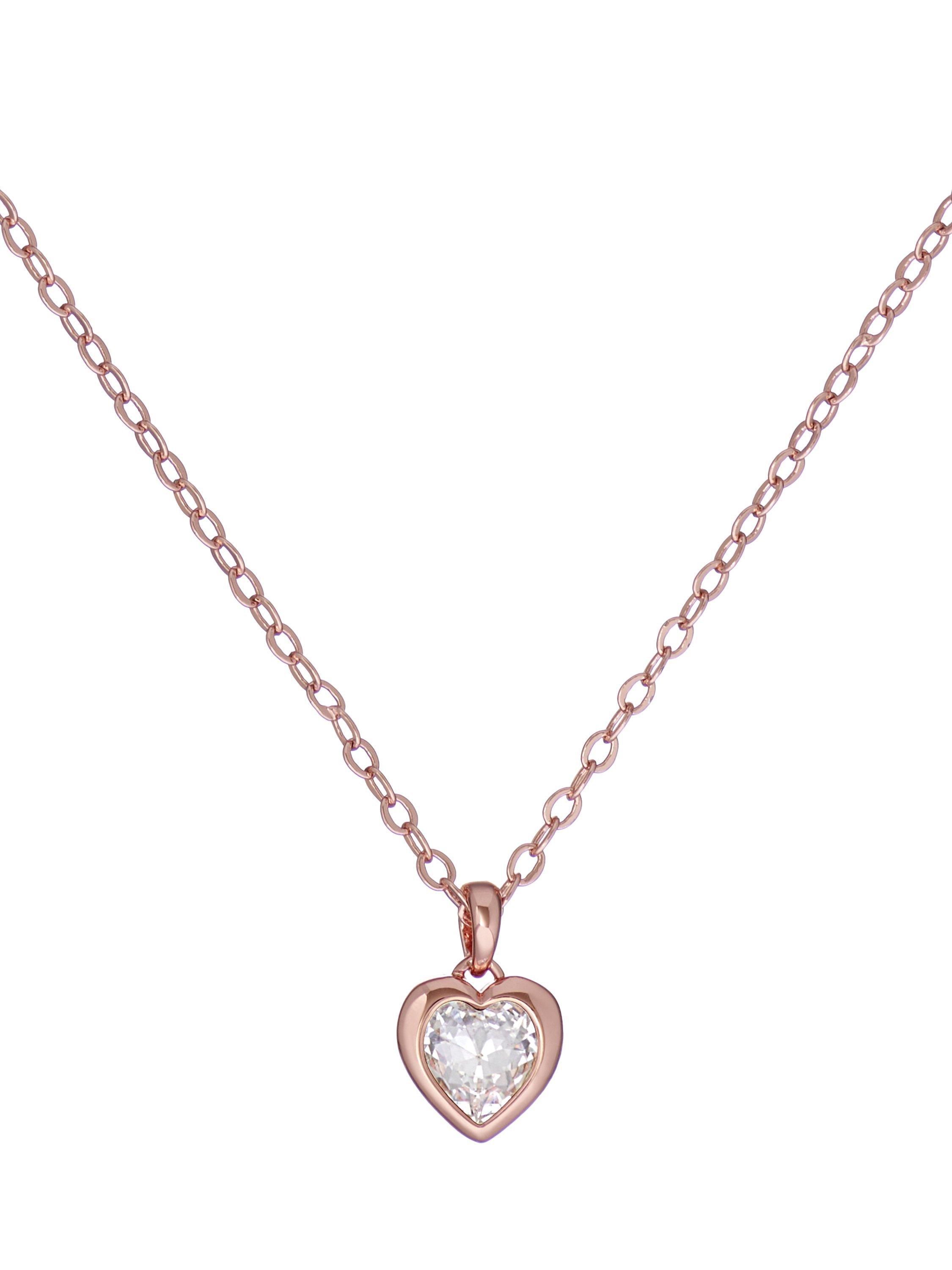 Ted Baker Hannela Crystal Heart Pendant Necklace Rose Gold
