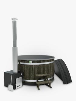 Kirami Family L Wood Fired CUBE Heater Hot Tub/Ice Bath, Coal Black, 6-8 Person, Coal Black