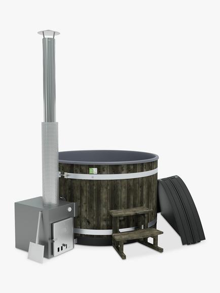 Kirami Hazy M Wood Fired MACU Heater Hot Tub/Ice Bath, Coal Black, 4-6 Person, Coal Black