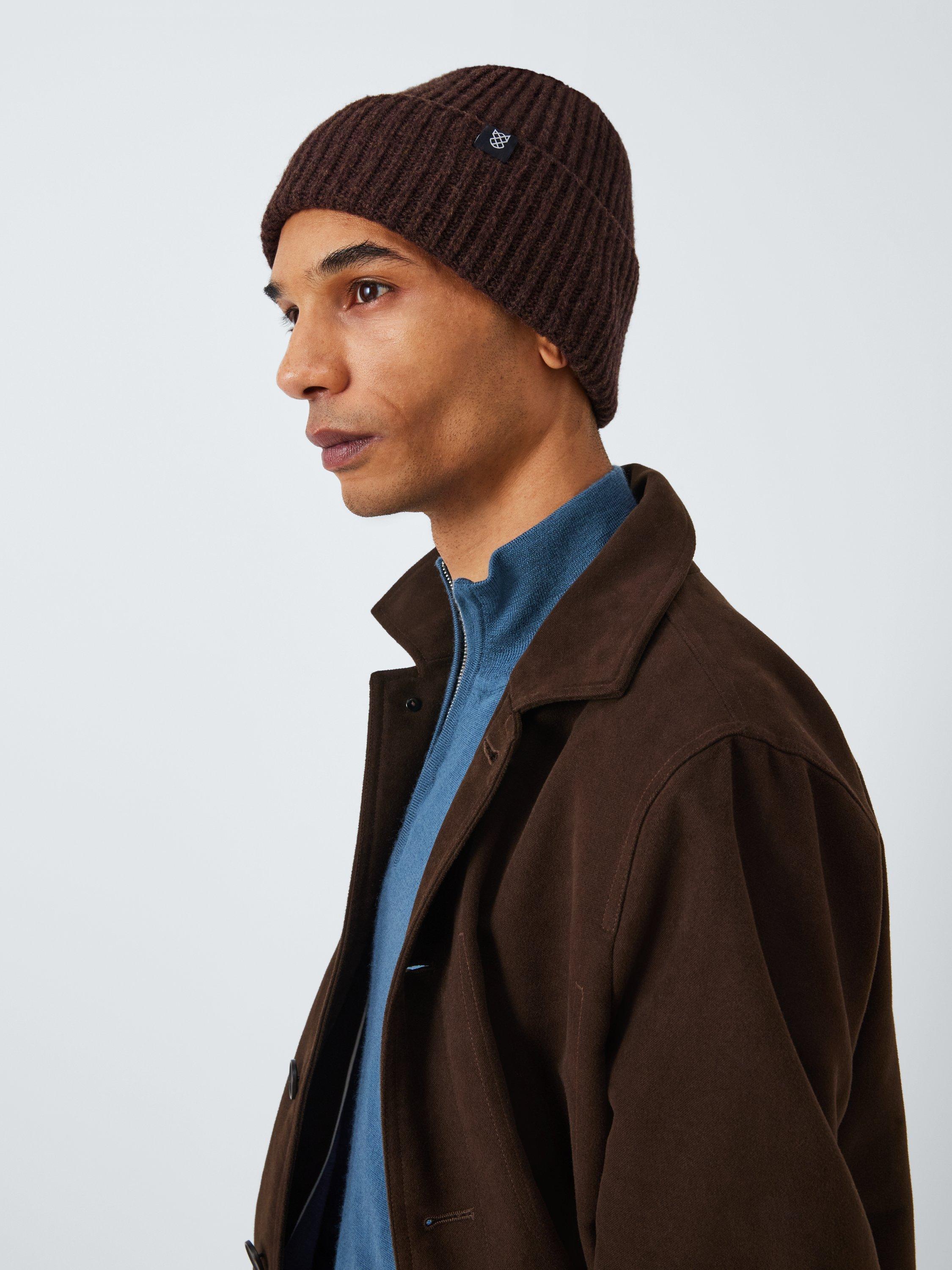 Product image 1 of 4, which shows John Lewis Lambswool Beanie, Dark Brown