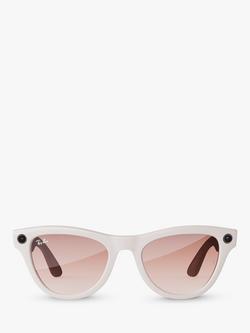 Ray-Ban Meta Skyler Glasses, Shiny Chalk Gray, Gradient Cinnamon Pink, Shiny Grey, Pink Lens
