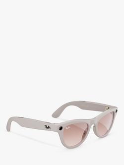 Ray-Ban Meta Skyler Glasses, Shiny Chalk Gray, Gradient Cinnamon Pink - view 2, Shiny Grey, Pink Lens