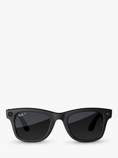Ray-Ban Meta Wayfarer Glasses, Matte Black, Polarized Gradient Graphite Lens, Large
