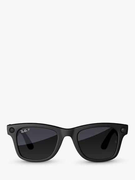 Ray-Ban Meta Wayfarer Glasses, Matte Black, Polarized Gradient Graphite Lens, Matte Black, Polarised Graphite Lens, L