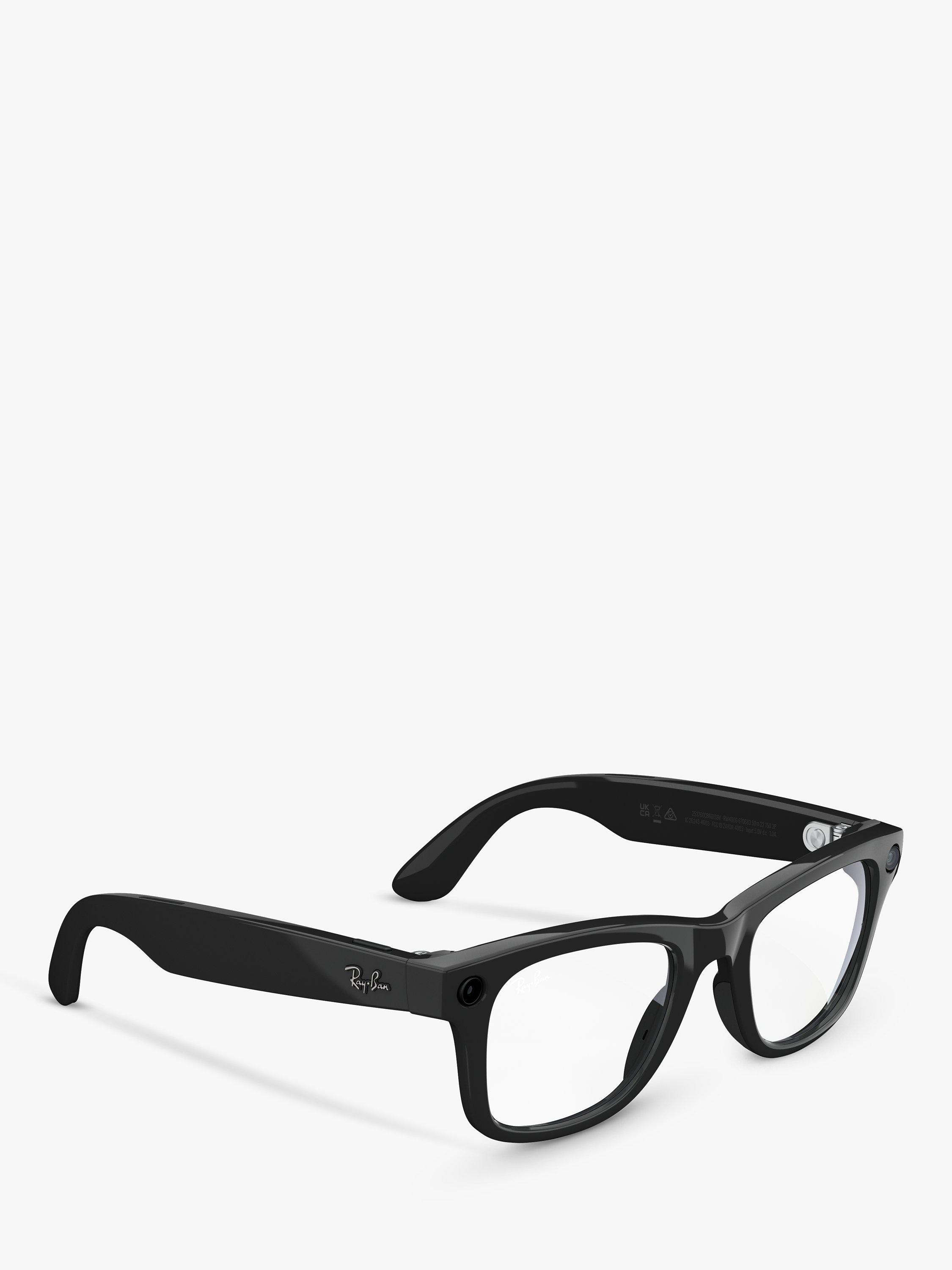 Ray Ban Meta Wayfarer Standard Smart Glasses Shiny Black Clear Lens