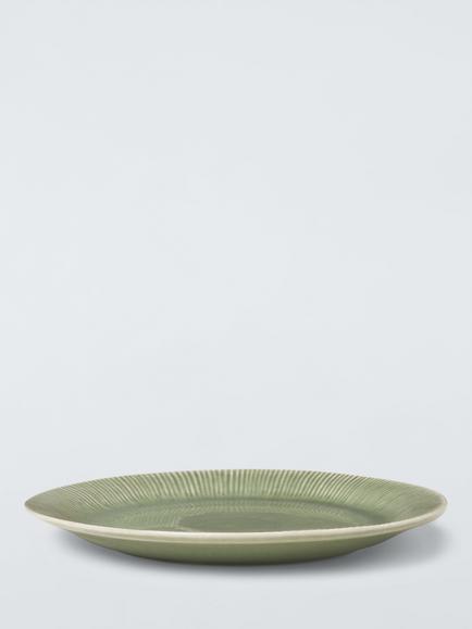 John Lewis Leckford Stoneware Dinner Plate, 28cm, Green - view 2, Green