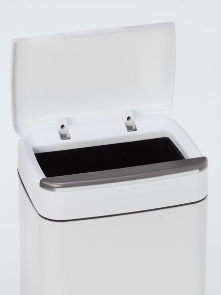 John Lewis Rectangular Bathroom Touch Bin, 6L, White - view 2, Matt White