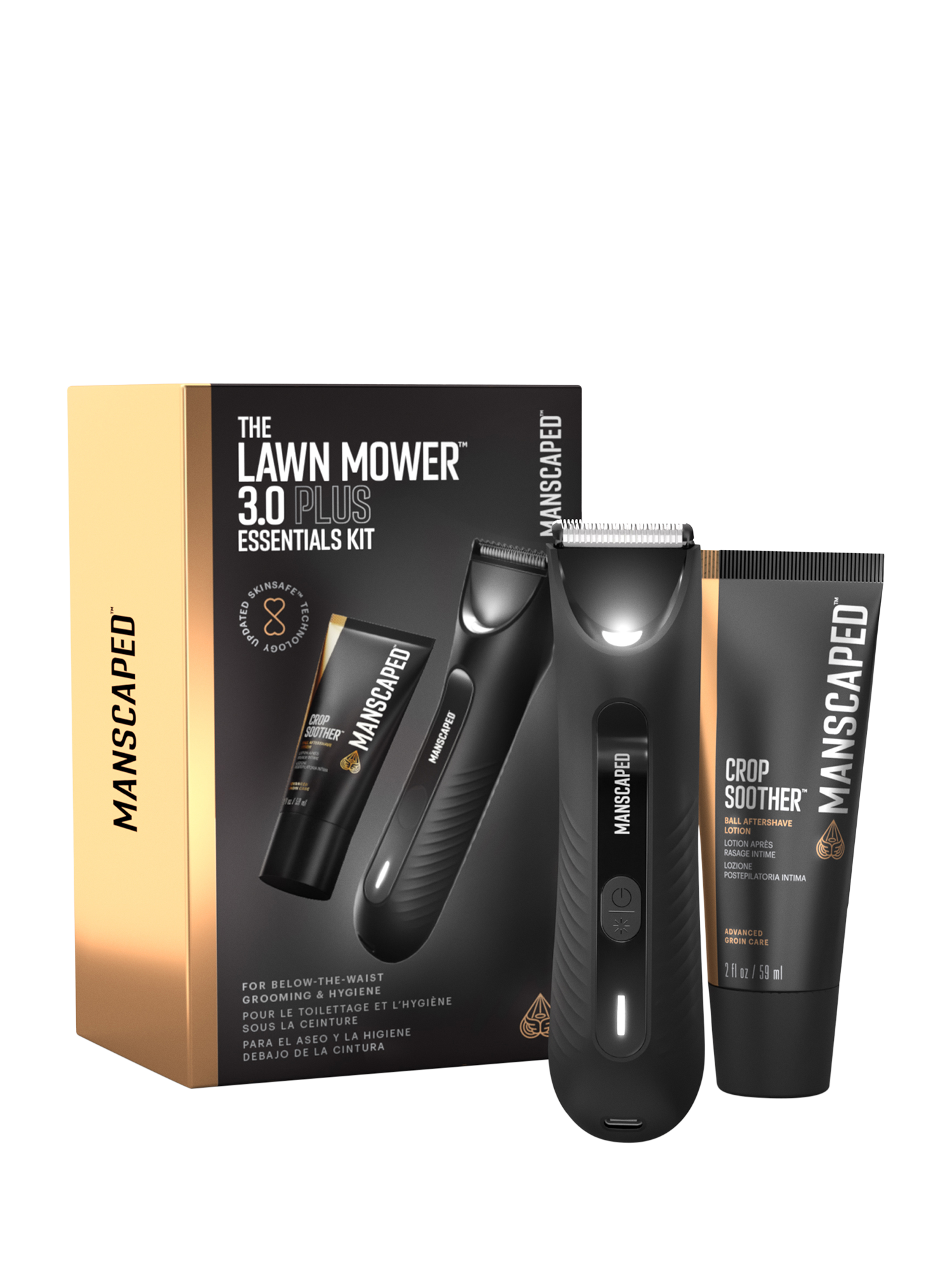 The Lawn Mower 3.0 Plus Essentials Kit Electric Body Hair Trimmer Shaving Set Black