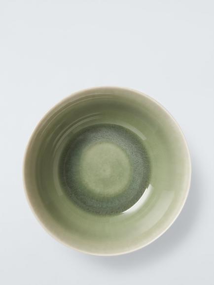 John Lewis Leckford Stoneware Cereal Bowl, 16cm, Green - view 2, Green