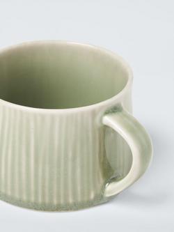 John Lewis Leckford Stoneware Mug, 240ml, Green - view 2, Green