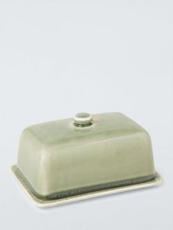 John Lewis Leckford Stoneware Butter Dish, Green, Green