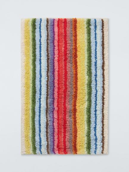 John Lewis Tufted Reversible Stripe Cotton Bath Mat, Multi, 