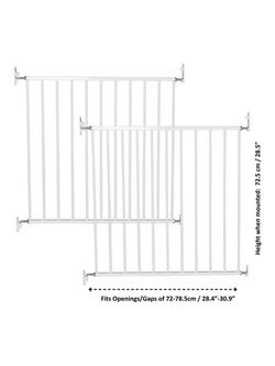 BabyDan No Trip Wall-Mounted Single Panel Safety Gate, 72-78.5cm, Pack of 2, White - view 2, White