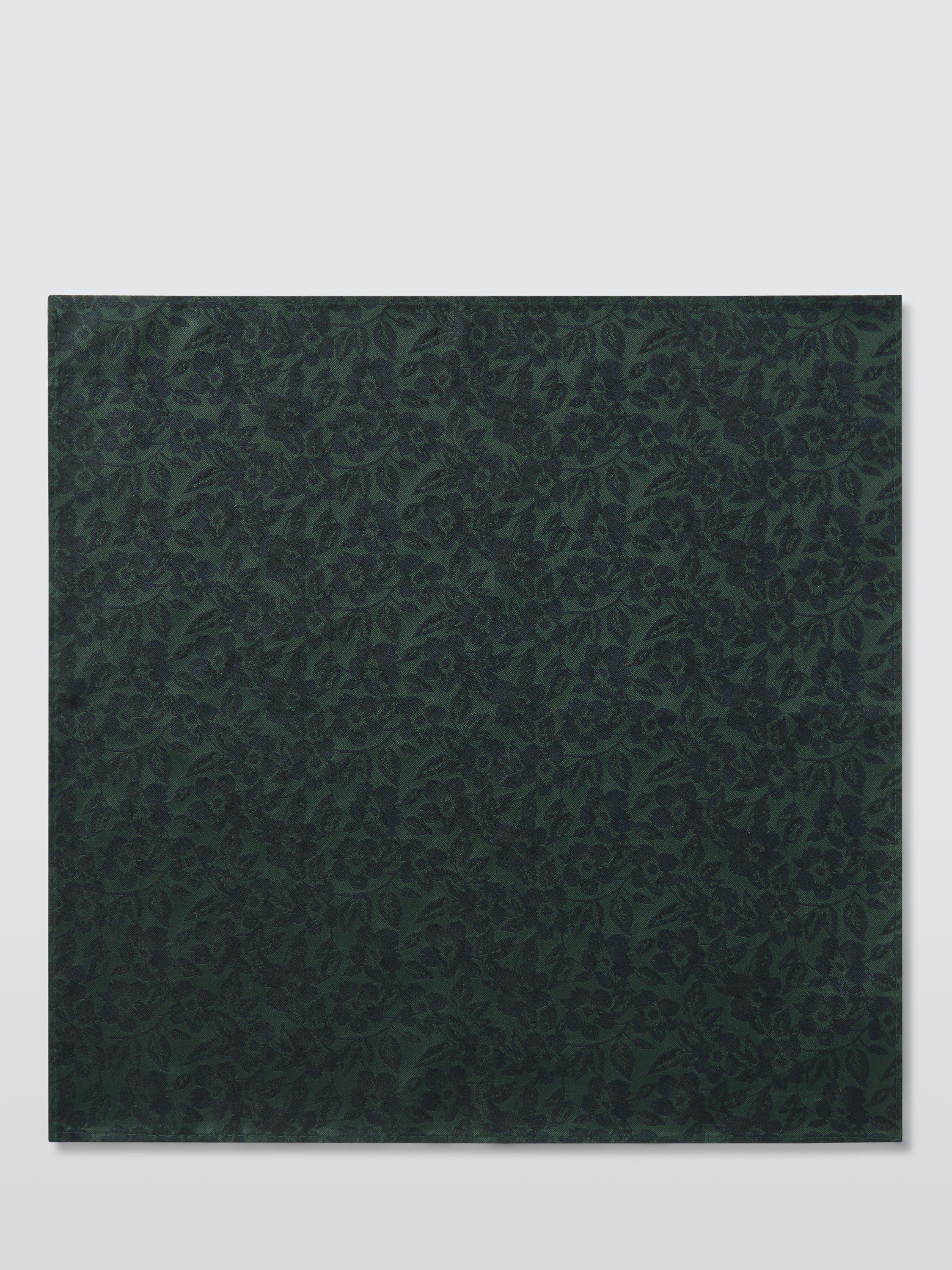 Product image 1 of 4, which shows John Lewis Silk Floral Pocket Square, Navy/Green