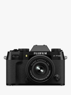 Fujifilm X-T50 Compact System Camera with XC 15-45mm Lens, 6K/4K Ultra HD, 40.2MP, Bluetooth, OLED EVF, 3” LCD Tilting Touch Screen, Black
