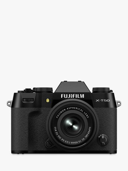Fujifilm X-T50 Compact System Camera with XC 15-45mm Lens, 6K/4K Ultra HD, 40.2MP, Bluetooth, OLED EVF, 3” LCD Tilting Touch Screen, Black
