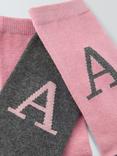 John Lewis Christmas Alphabet Organic Cotton Mix Ankle Socks, Pack of 3, Pink/Grey